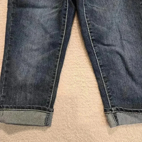 Earl Cropped Cuffed Straight leg Jeans Stud Rhinestone Embellished Women's 4 - Picture 4 of 13